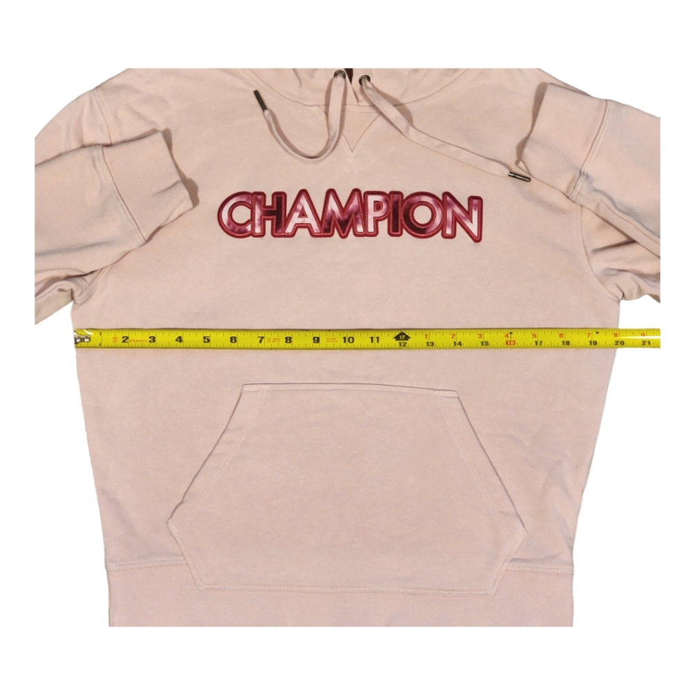Champion Women's Powerblend Left Chest Hoodie, Pink, Size Medium - Picture 7 of 13